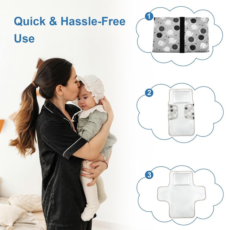 outtip Cute Snail Portable Diaper Changing Mat,Waterproof Foldable Travel Changing Pad,On-The-Go Wipeable Reusable Changing Pad – Waterproof & Compact,for Diaper Bags,Travel,Car Backseat Changes,Strollers - Image 4